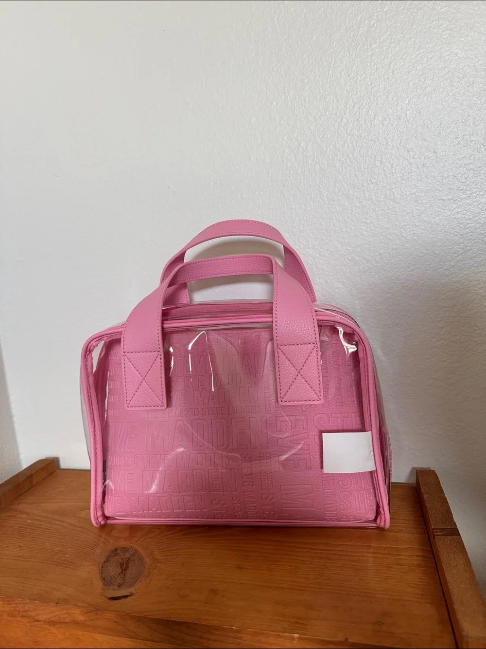 Steve Madden Pink Logo-Embossed Top-Handle Cosmetic Case 2 pk.